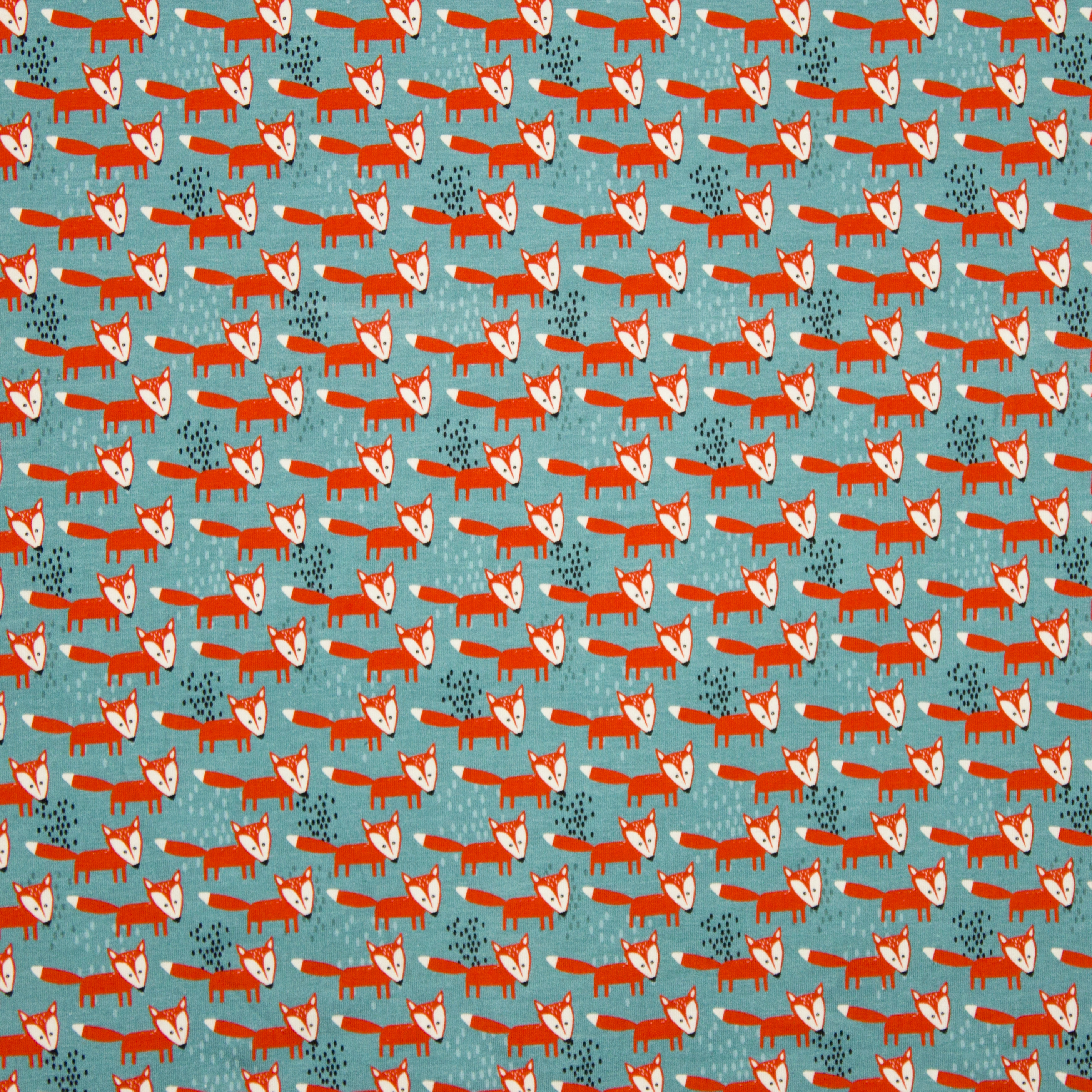 Turquoise tricot met vosjes