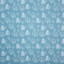 Blauwe french terry met witte bomen