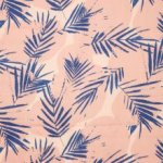 Roze viscose met blauwe bladeren canopy kobalt