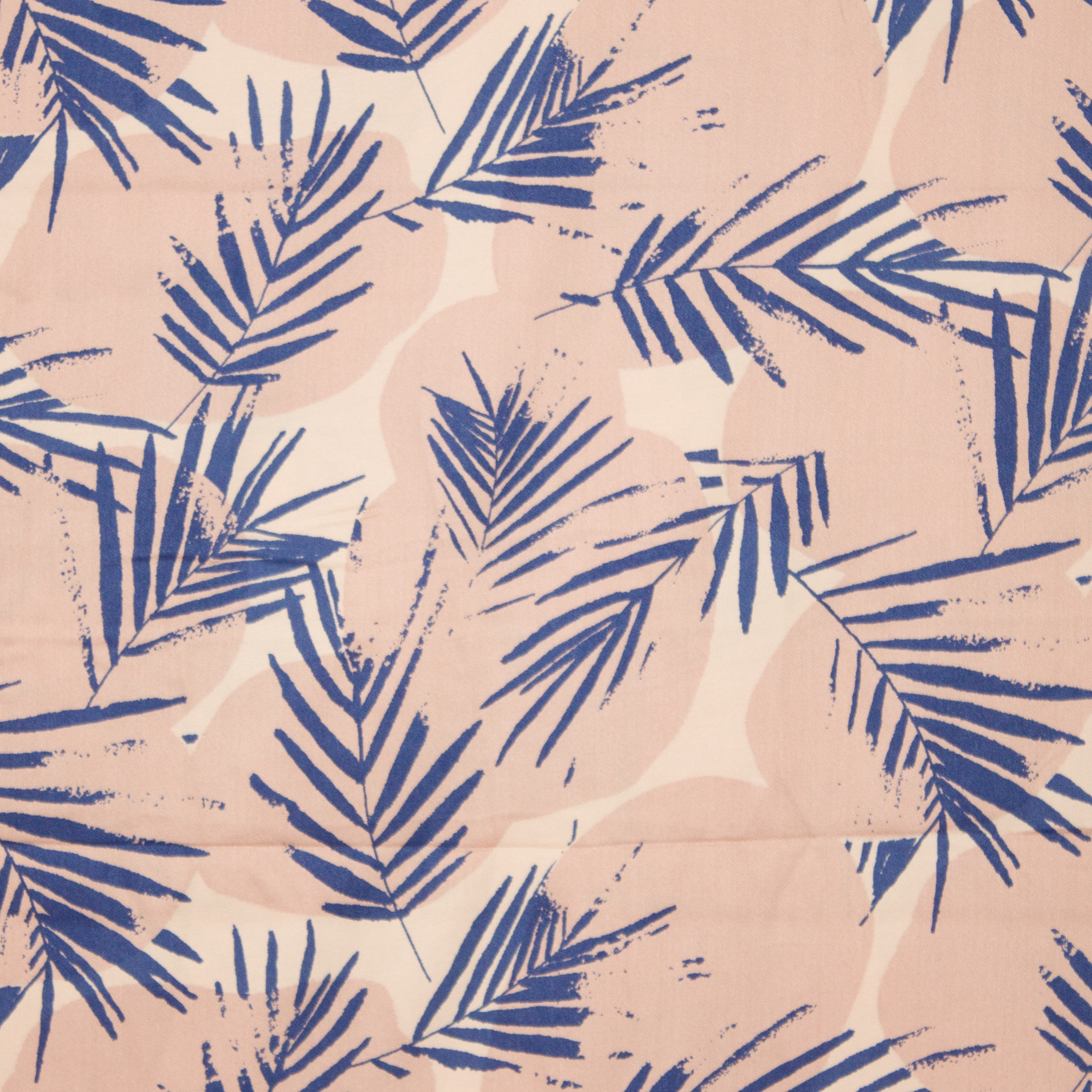 Roze viscose met blauwe bladeren canopy kobalt