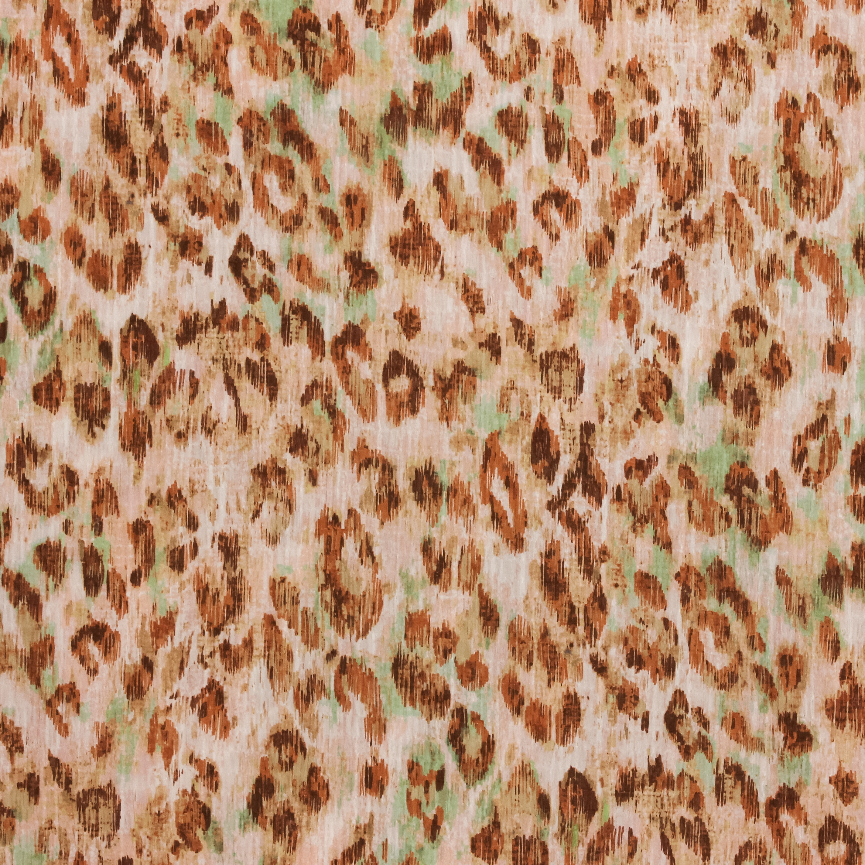 Roze gefripeerde katoen voile met luipaardprint