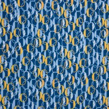Blauwe viscose met licht blauwe en gele ringen van Milliblu's