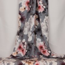 Rekbare grijze polyester met bloemen van John Kaldor