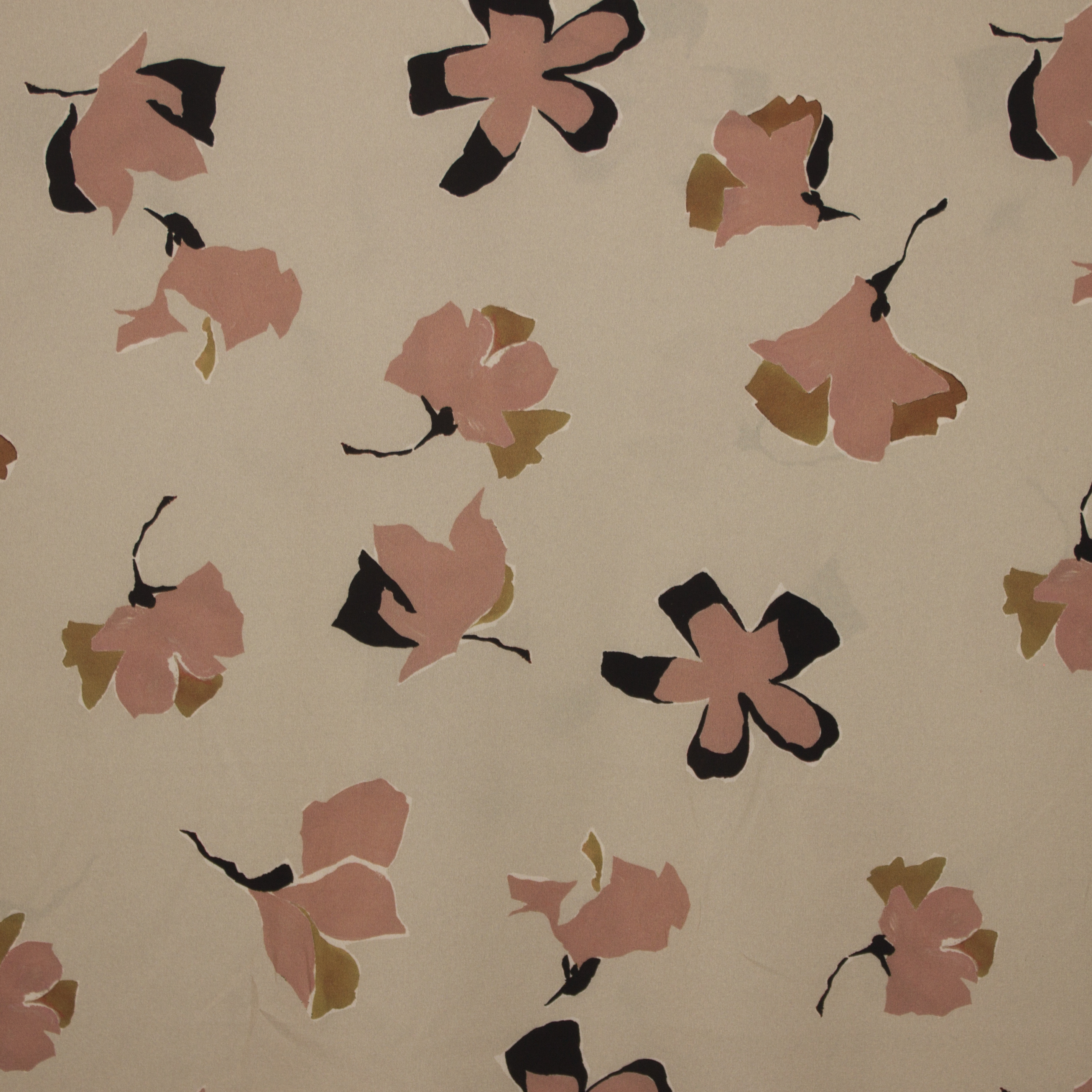 Beige polyester met oudroze bloemen van La Maison Victor