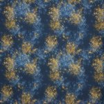 Donkerblauwe tricot met spikkels in blauw en oker