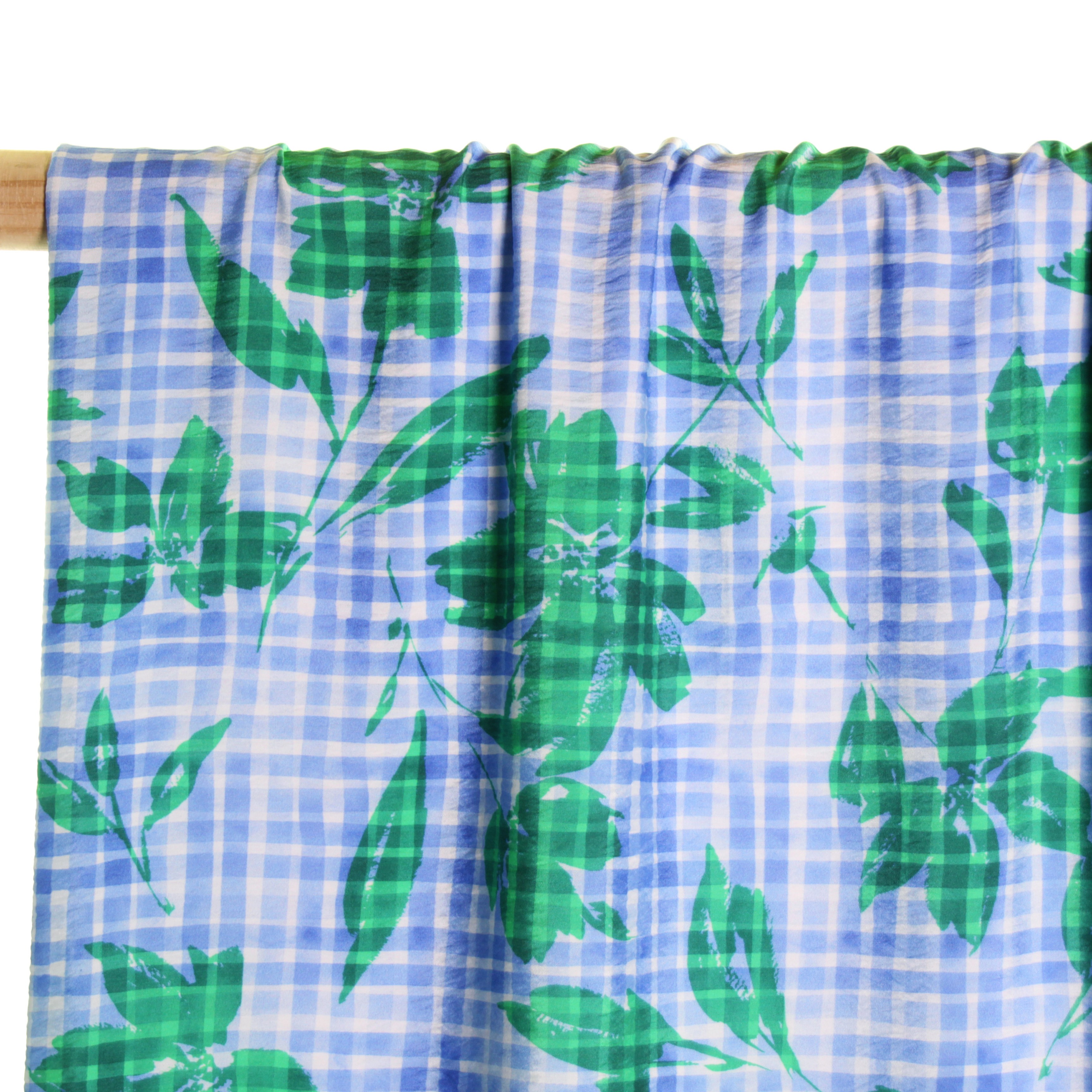 Viscose crinkle geruit met bladeren - Atelier Jupe