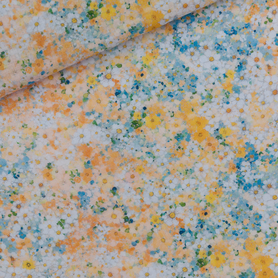 Double gauze met fijn bloemenpatroon